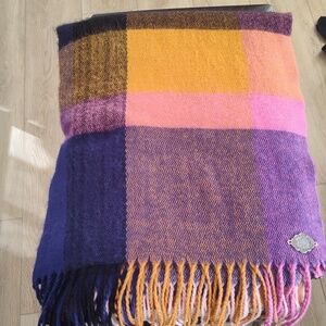 Multi-color Fringe Scarf in Orange, Purple, Pink
